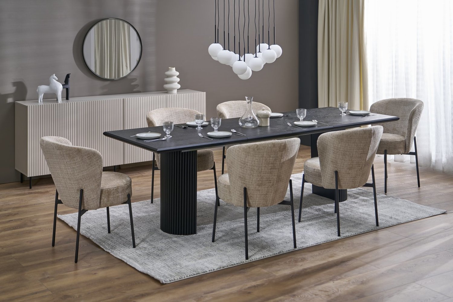 BOLERO stół rozkładany 160-250x90x78 cm dąb naturalny/czarny - obrazek 2