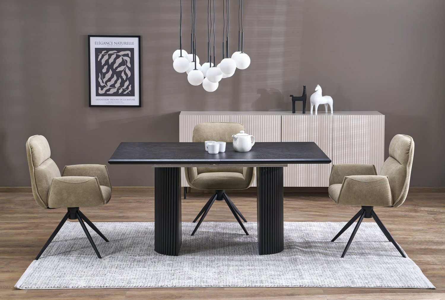 BOLERO stół rozkładany 160-250x90x78 cm dąb naturalny/czarny